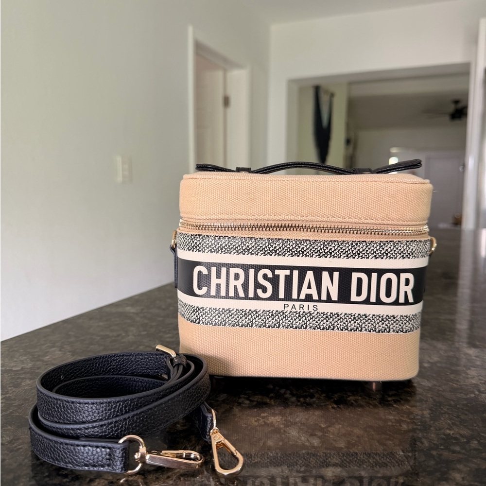 Christian Dior Tan and Black Vanity Case